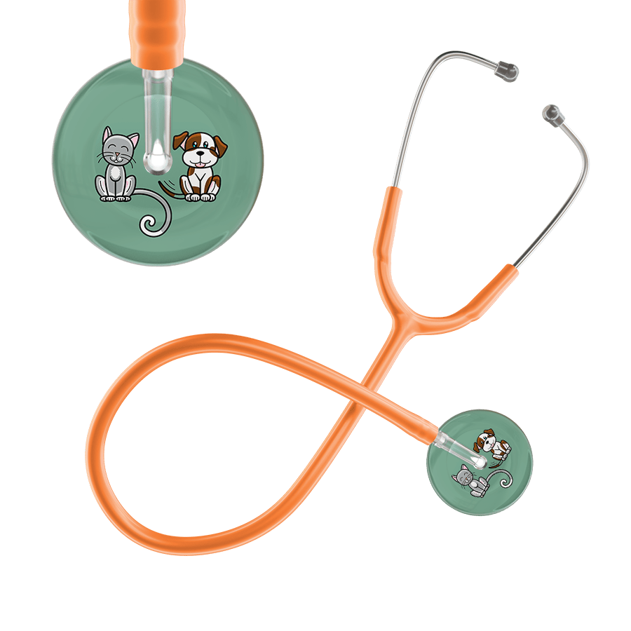 Ultrascope Single Stethoscope Cat & Dog Sage (SG) / Pediatric / Orange Dark Cat & Dog Stethoscope