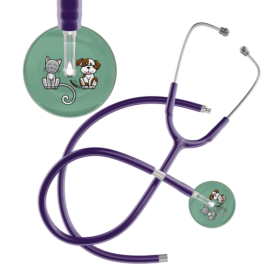 Ultrascope Single Stethoscope Cat & Dog Sage (SG) / Adult / Purple Extended Tubing Dark Cat & Dog Stethoscope