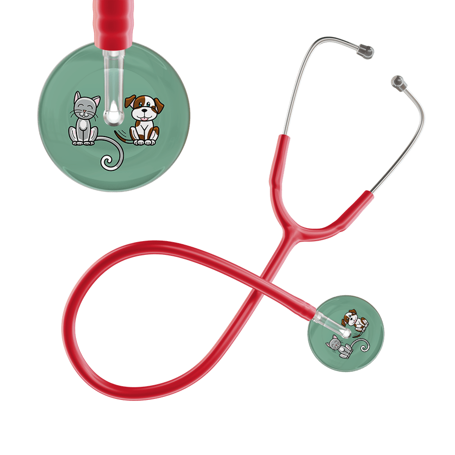 Ultrascope Single Stethoscope Cat & Dog Sage (SG) / Pediatric / Red Dark Cat & Dog Stethoscope