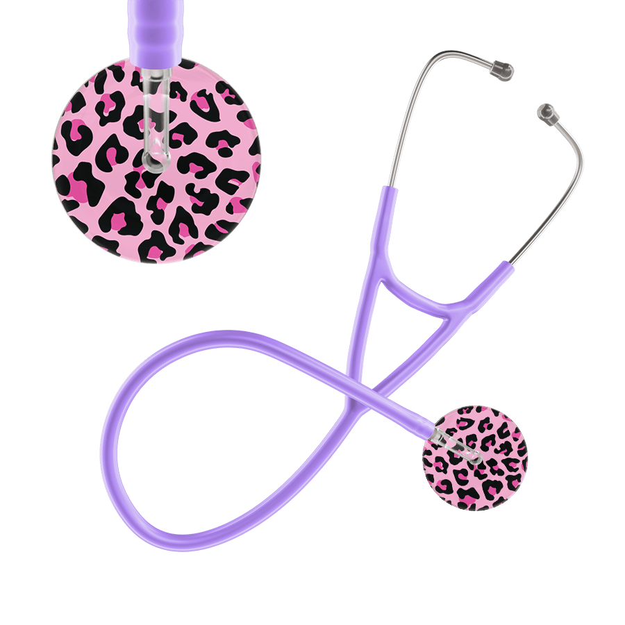 Ultrascope Single Stethoscope Hot Pink Leopard / Adult / Lavender Leopard Pattern Cardiology Stethoscope - Leopard Print