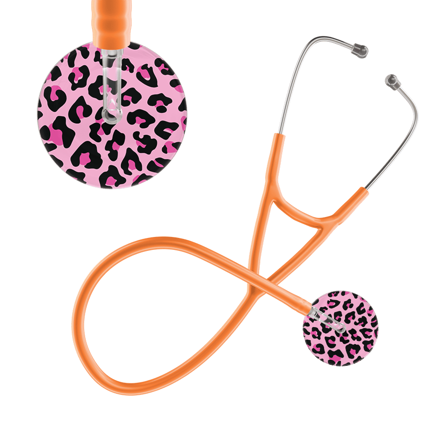 Ultrascope Single Stethoscope Hot Pink Leopard / Adult / Orange Leopard Pattern Cardiology Stethoscope - Leopard Print