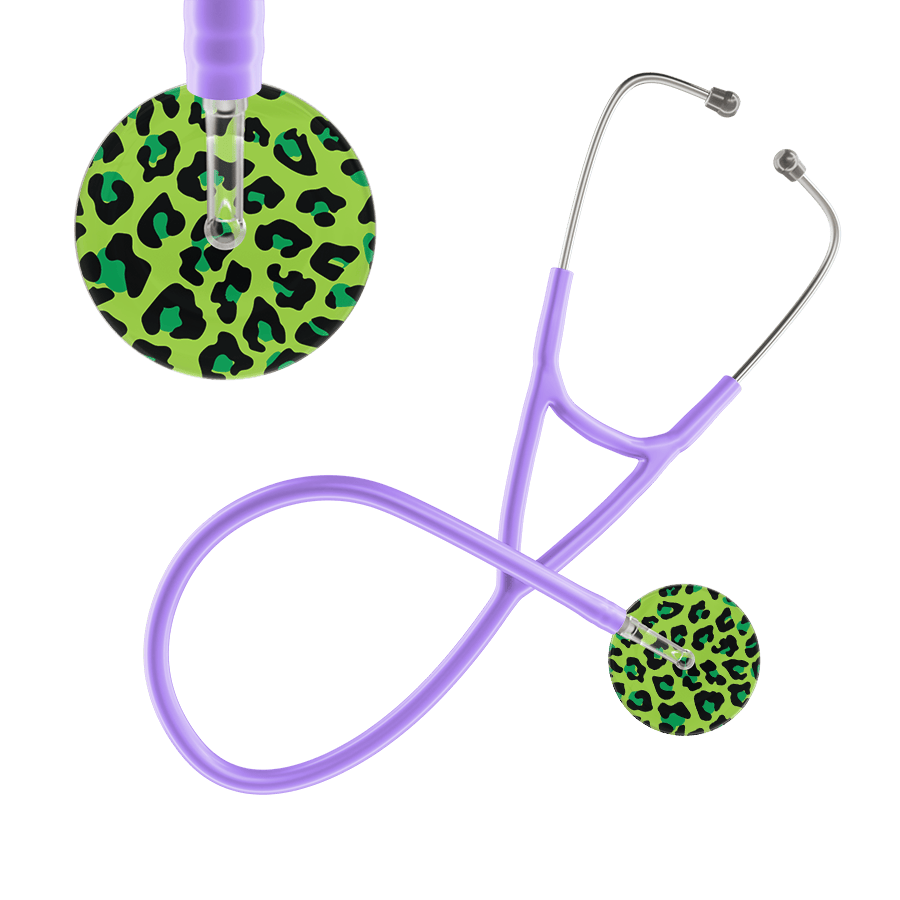 Ultrascope Single Stethoscope Lime Green Leopard / Adult / Lavender Leopard Pattern Cardiology Stethoscope - Leopard Print