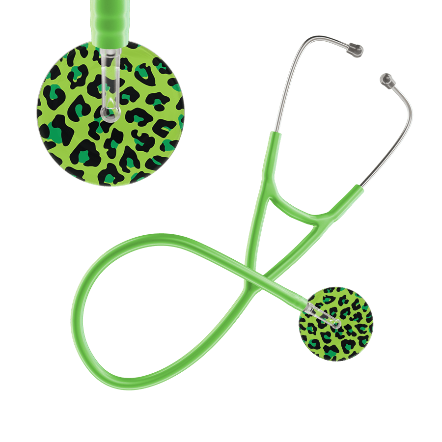 Ultrascope Single Stethoscope Lime Green Leopard / Adult / Lime Green Leopard Pattern Cardiology Stethoscope - Leopard Print