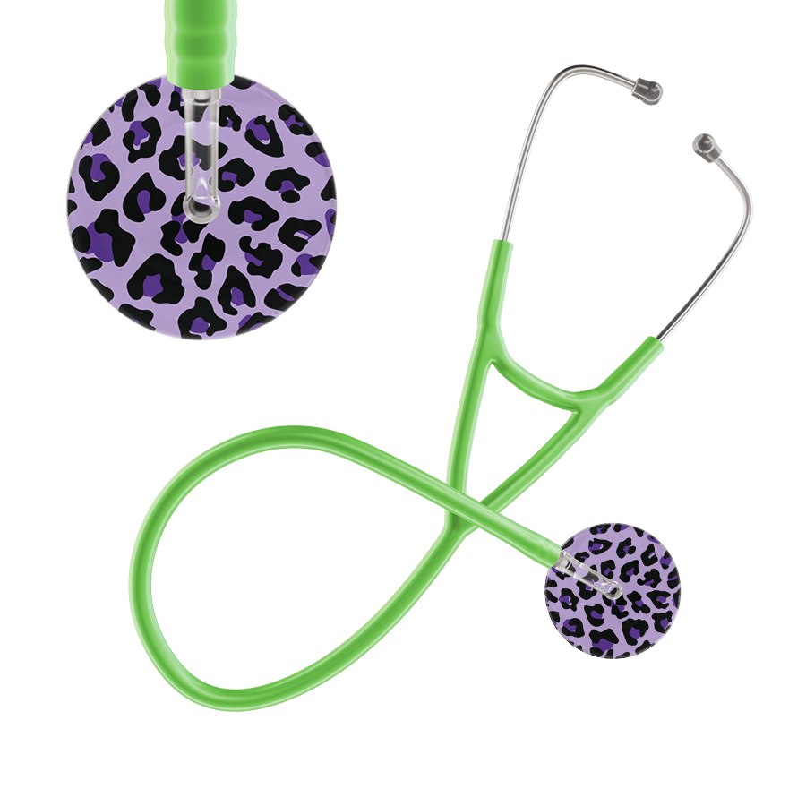 Ultrascope Single Stethoscope Purple Leopard / Adult / Lime Green Leopard Pattern Cardiology Stethoscope - Leopard Print