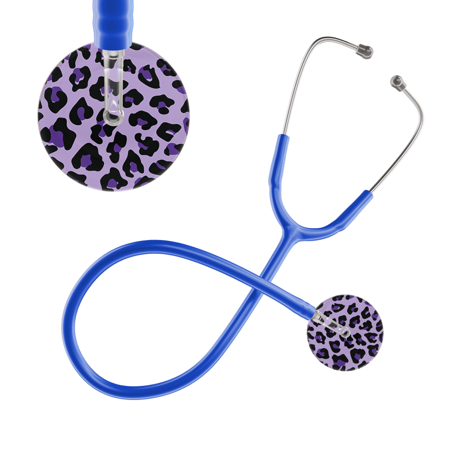 Ultrascope Single Stethoscope Purple Leopard / Adult / Royal Blue Leopard Pattern Stethoscope - Leopard Print