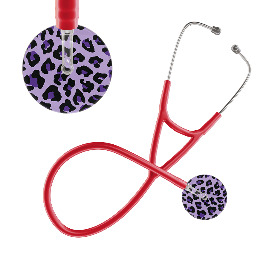 Ultrascope Single Stethoscope Purple Leopard / Adult / Red Leopard Pattern Cardiology Stethoscope - Leopard Print