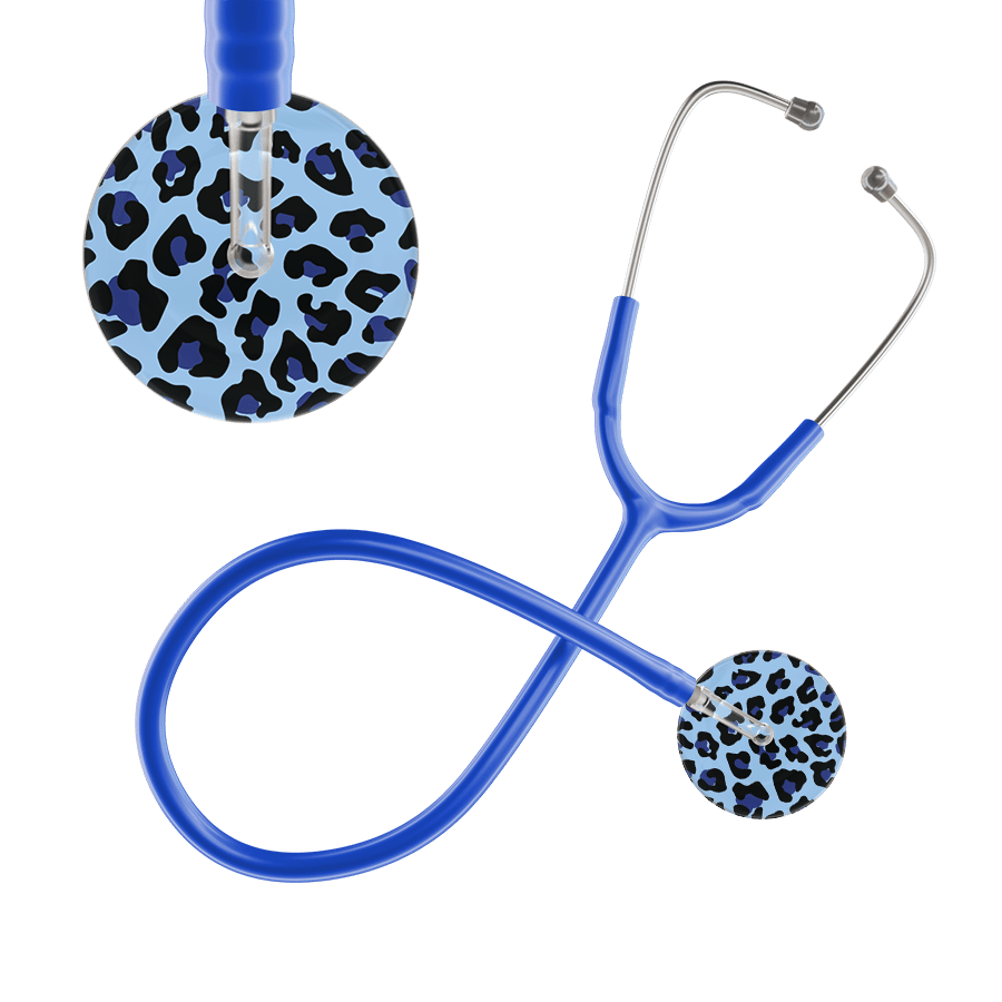 Ultrascope Single Stethoscope Royal Blue Leopard / Adult / Royal Blue Leopard Pattern Stethoscope - Leopard Print