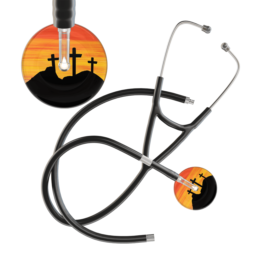 Ultrascope Single Stethoscope 3 Crosses Orange / Adult / Black Extended Tubing 3 Crosses Cardiology Stethoscope