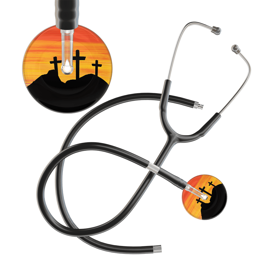 Ultrascope Single Stethoscope 3 Crosses Orange / Adult / Black Extended Tubing 3 Crosses Stethoscope