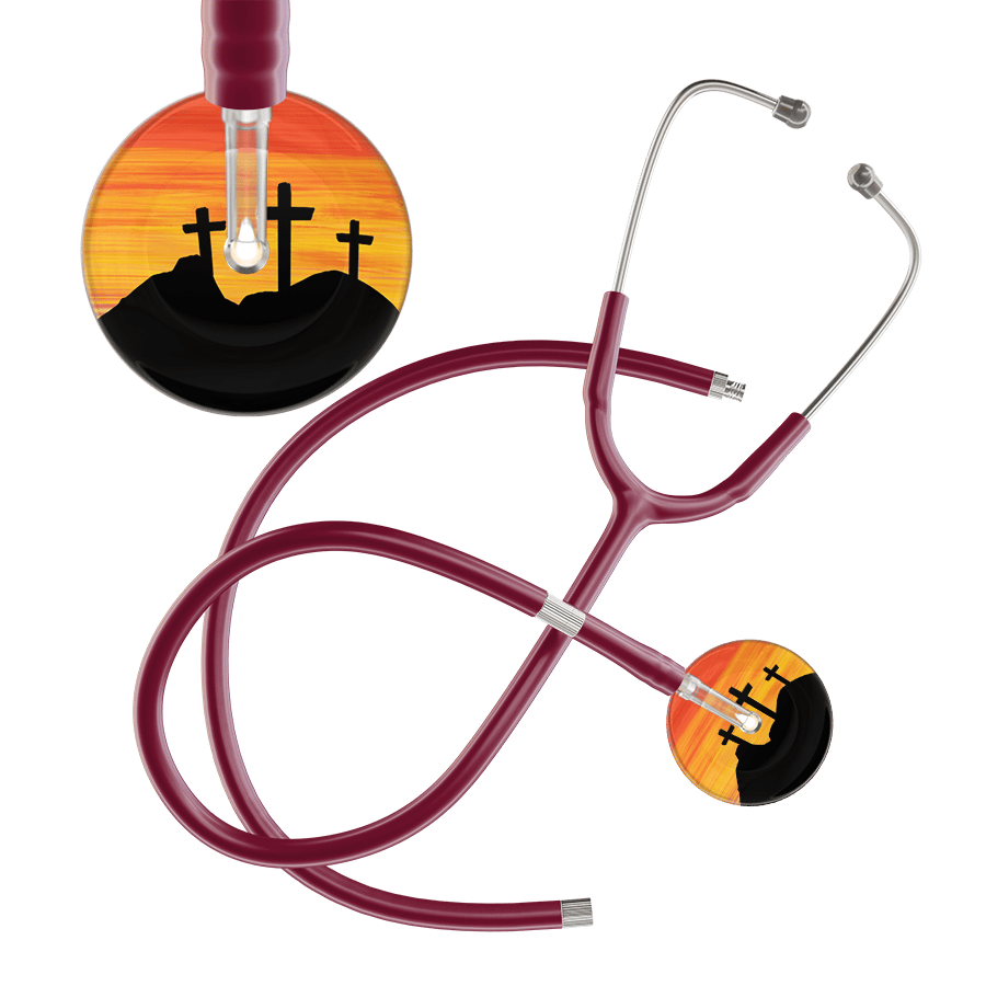 Ultrascope Single Stethoscope 3 Crosses Orange / Adult / Burgundy Extended Tubing 3 Crosses Stethoscope