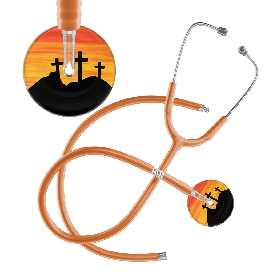 Ultrascope Single Stethoscope 3 Crosses Orange / Adult / Caramel Extended Tubing 3 Crosses Stethoscope
