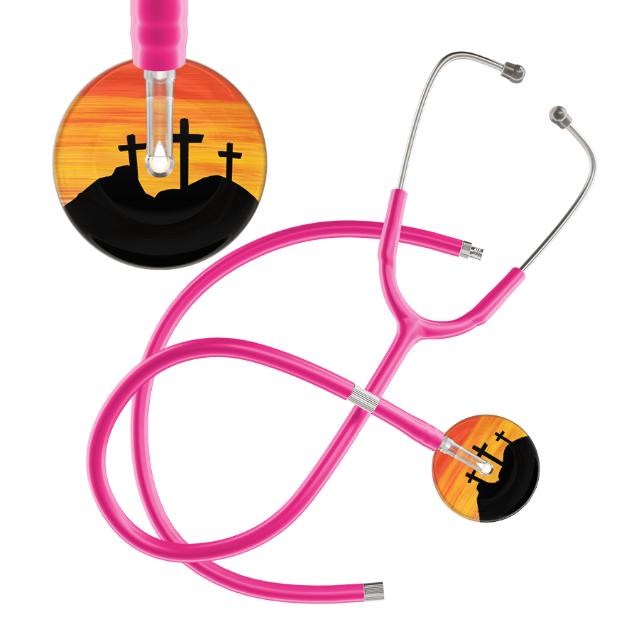 Ultrascope Single Stethoscope 3 Crosses Orange / Adult / Hot Pink Extended Tubing 3 Crosses Stethoscope