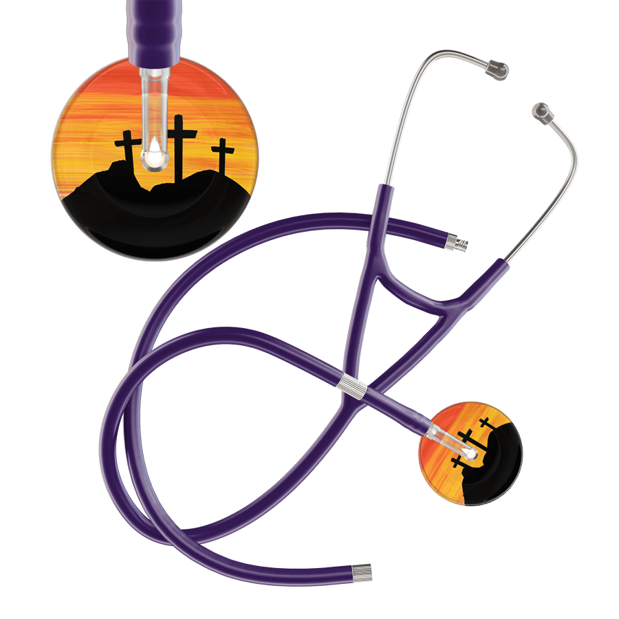 Ultrascope Single Stethoscope 3 Crosses Orange / Adult / Purple Extended Tubing 3 Crosses Cardiology Stethoscope