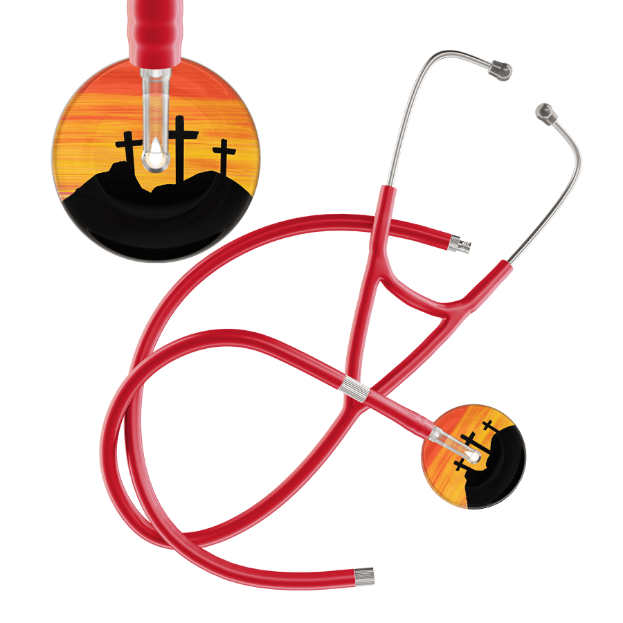 Ultrascope Single Stethoscope 3 Crosses Orange / Adult / Red Extended Tubing 3 Crosses Cardiology Stethoscope