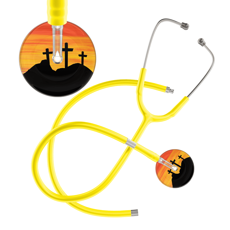 Ultrascope Single Stethoscope 3 Crosses Orange / Adult / Yellow Extended Tubing 3 Crosses Stethoscope