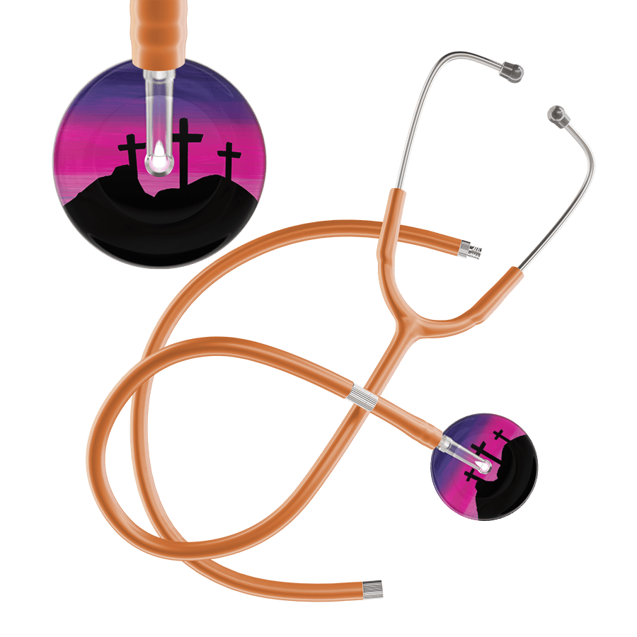 Ultrascope Single Stethoscope 3 Crosses Purple / Adult / Caramel Extended Tubing 3 Crosses Stethoscope