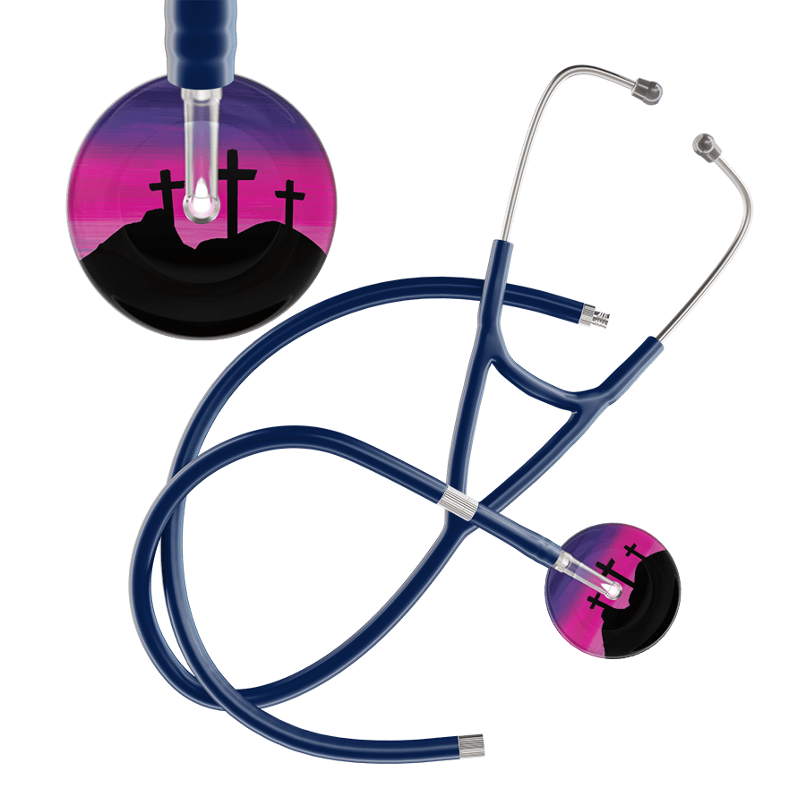 Ultrascope Single Stethoscope 3 Crosses Purple / Adult / Navy Extended Tubing 3 Crosses Cardiology Stethoscope