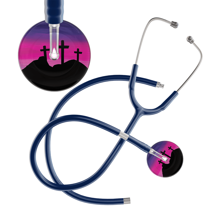 Ultrascope Single Stethoscope 3 Crosses Purple / Adult / Navy Extended Tubing 3 Crosses Stethoscope