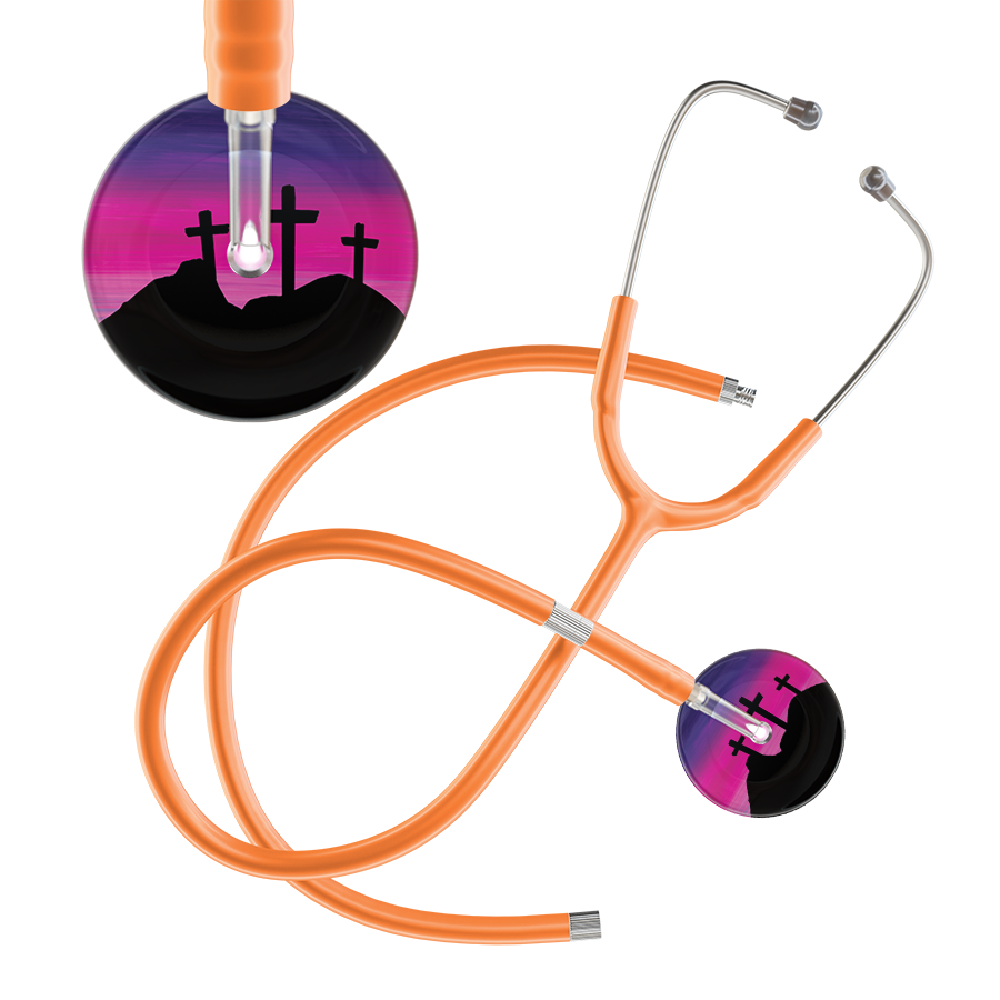 Ultrascope Single Stethoscope 3 Crosses Purple / Adult / Orange Extended Tubing 3 Crosses Stethoscope