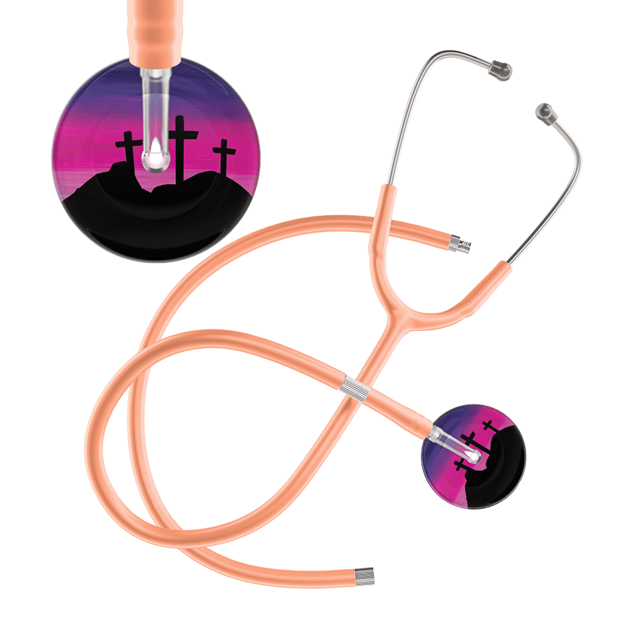 Ultrascope Single Stethoscope 3 Crosses Purple / Adult / Peach Extended Tubing 3 Crosses Stethoscope