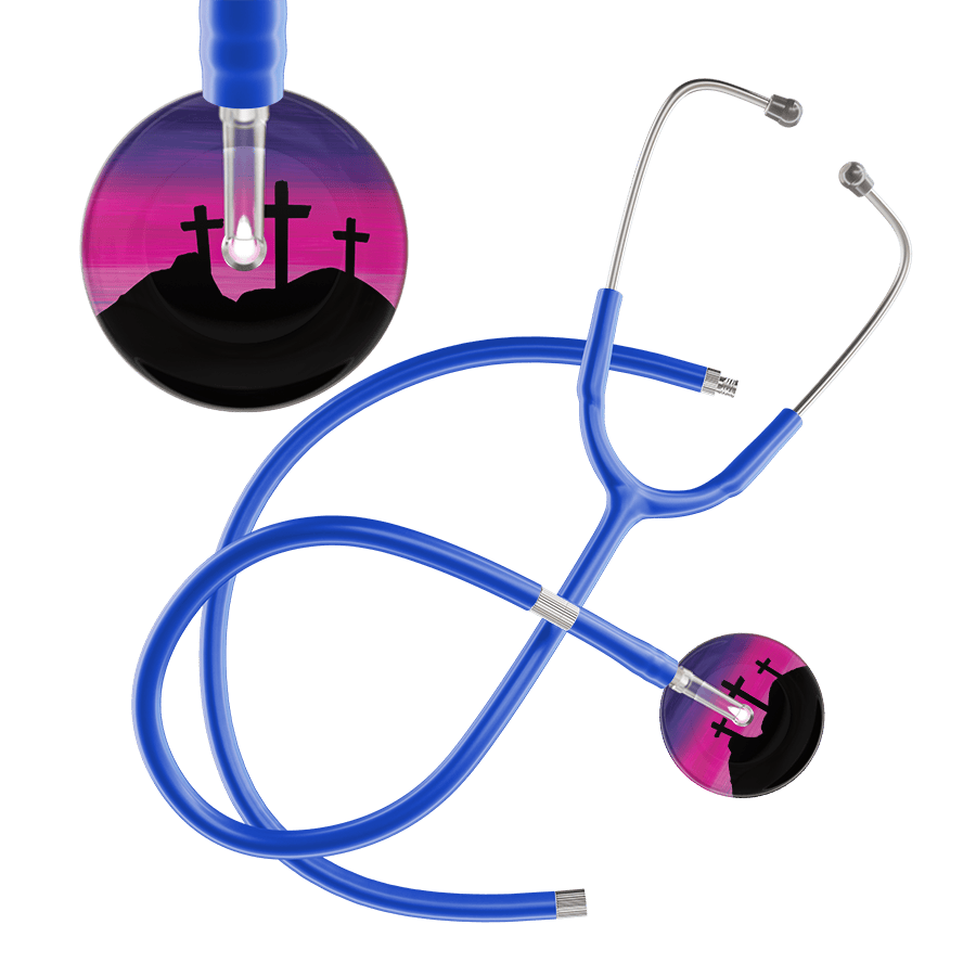 Ultrascope Single Stethoscope 3 Crosses Purple / Adult / Royal Blue Extended Tubing 3 Crosses Stethoscope