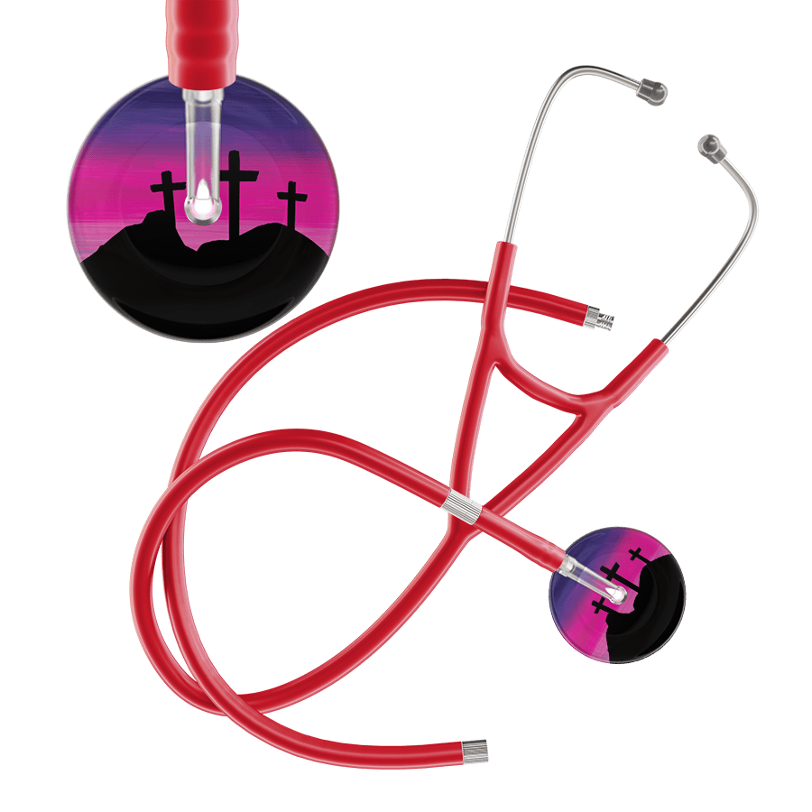 Ultrascope Single Stethoscope 3 Crosses Purple / Adult / Red Extended Tubing 3 Crosses Cardiology Stethoscope