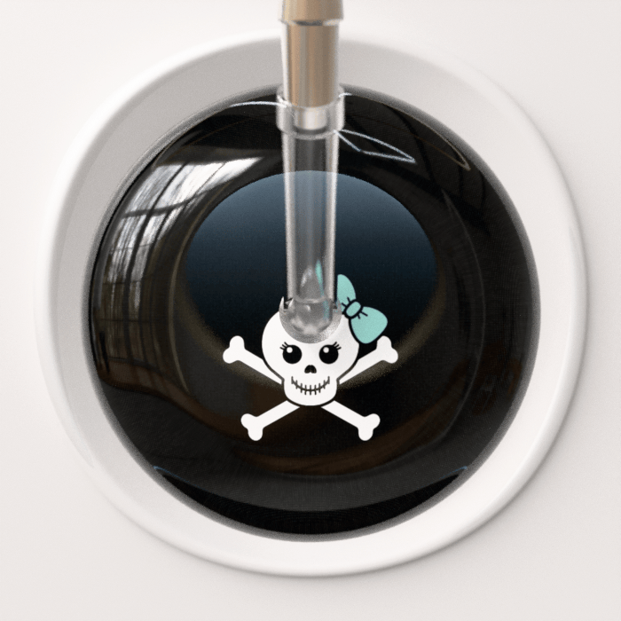 Ultrascope Stethoscope Head Robin's Egg Bow Black Background / Adult Cute Skull Stethoscope Head