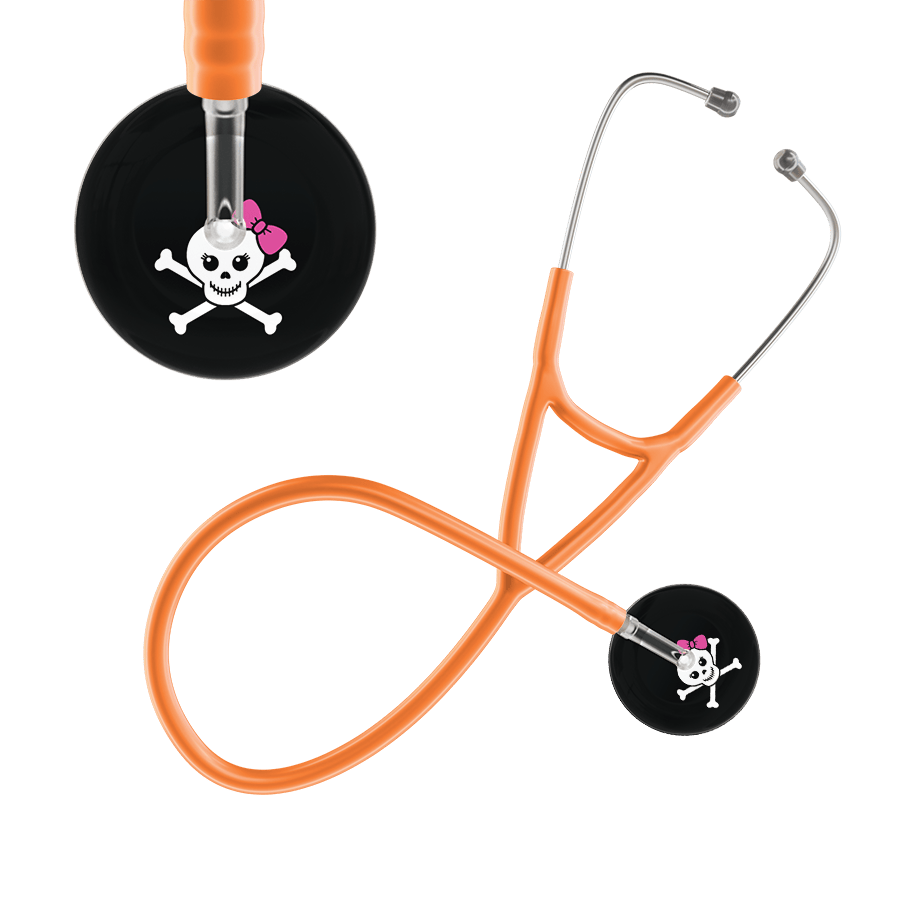 Ultrascope Single Stethoscope Hot Pink Bow Black Background / Adult / Orange Cute Skull Cardiology Stethoscope