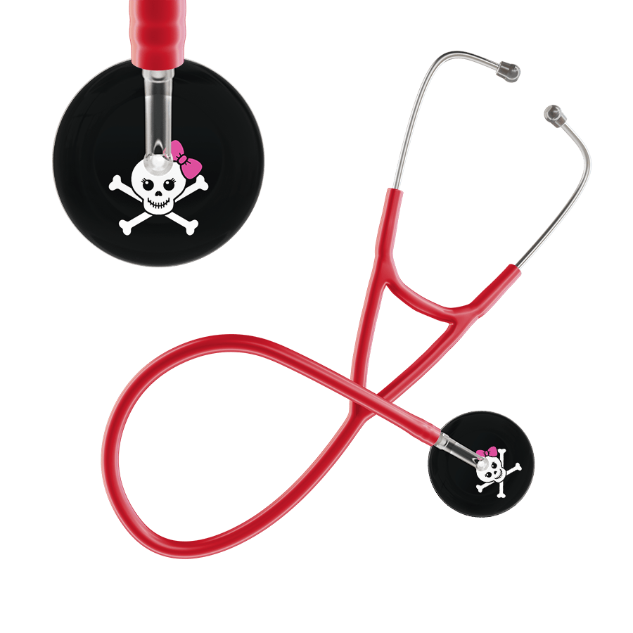 Ultrascope Single Stethoscope Hot Pink Bow Black Background / Adult / Red Cute Skull Cardiology Stethoscope