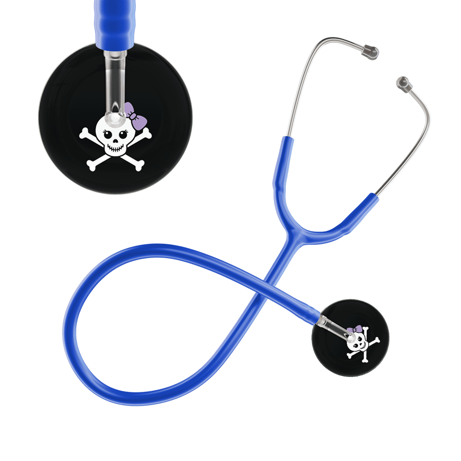 Ultrascope Single Stethoscope Lilac Bow Black Background / Adult / Royal Blue Cute Skull Stethoscope