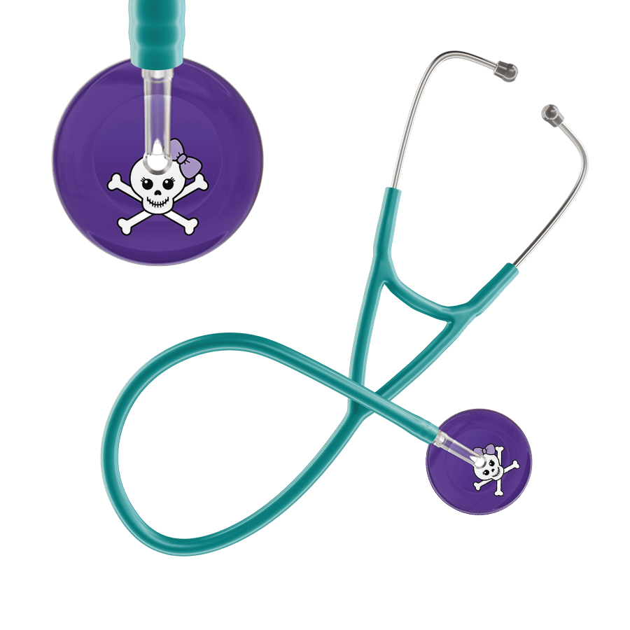 Ultrascope Single Stethoscope Lilac Bow Purple Background / Adult / Jade Cute Skull Cardiology Stethoscope