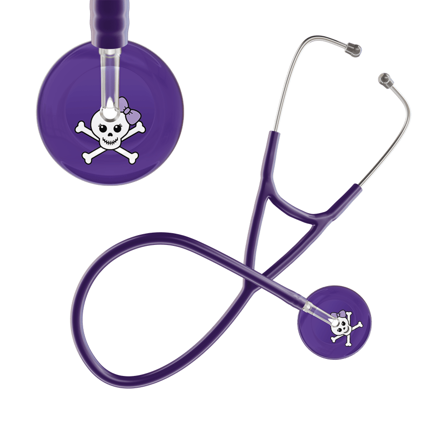 Ultrascope Single Stethoscope Lilac Bow Purple Background / Adult / Purple Cute Skull Cardiology Stethoscope