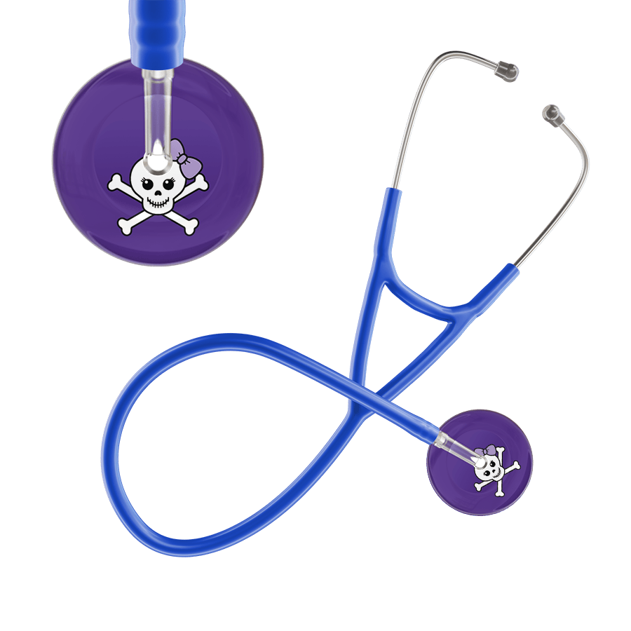 Ultrascope Single Stethoscope Lilac Bow Purple Background / Adult / Royal Blue Cute Skull Cardiology Stethoscope