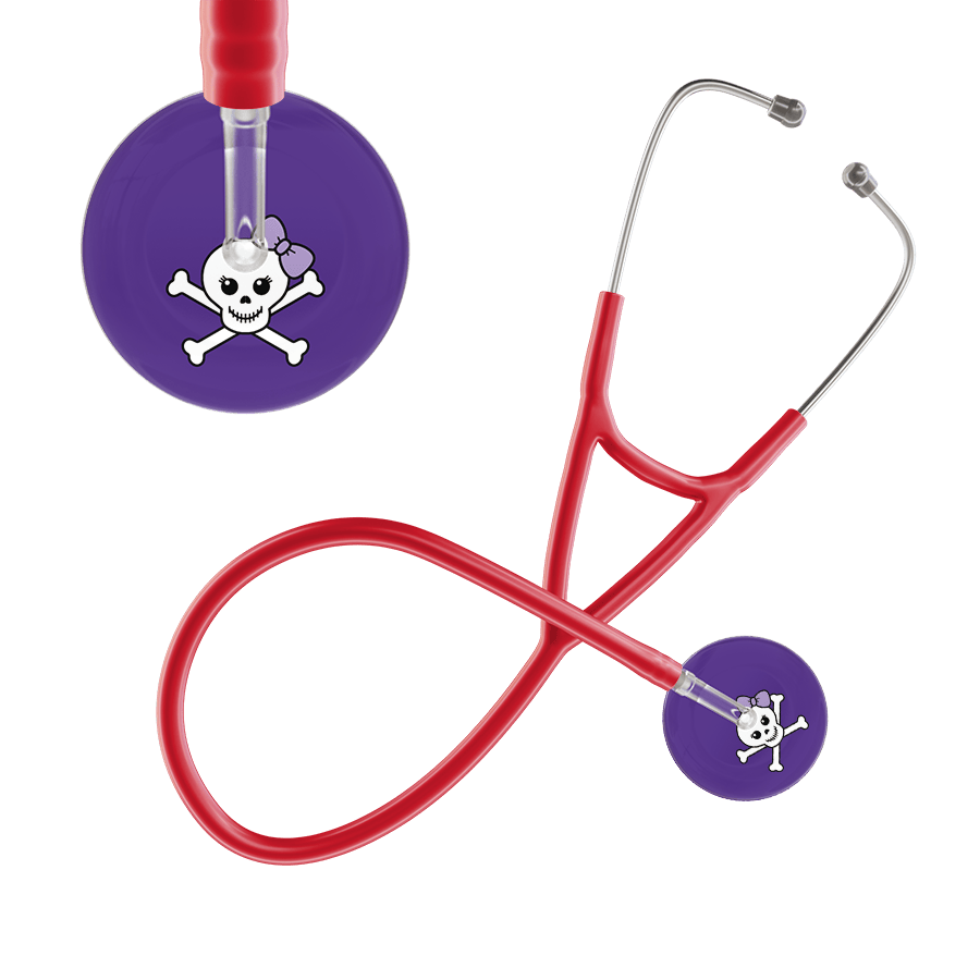 Ultrascope Single Stethoscope Lilac Bow Purple Background / Adult / Red Cute Skull Cardiology Stethoscope