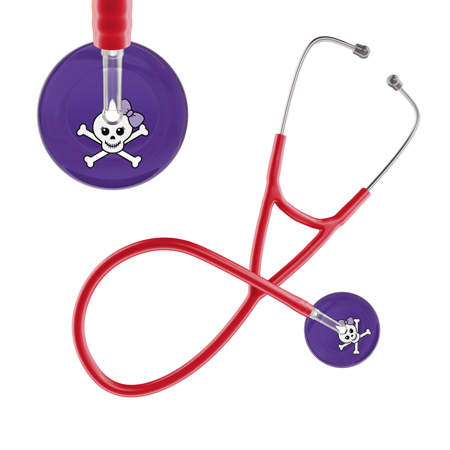 Ultrascope Single Stethoscope Lilac Bow Purple Background / Adult / Red Cute Skull Cardiology Stethoscope