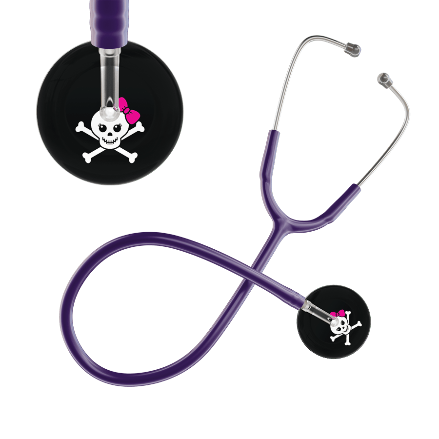 Ultrascope Single Stethoscope Magenta Bow Black Background / Adult / Purple Cute Skull Stethoscope