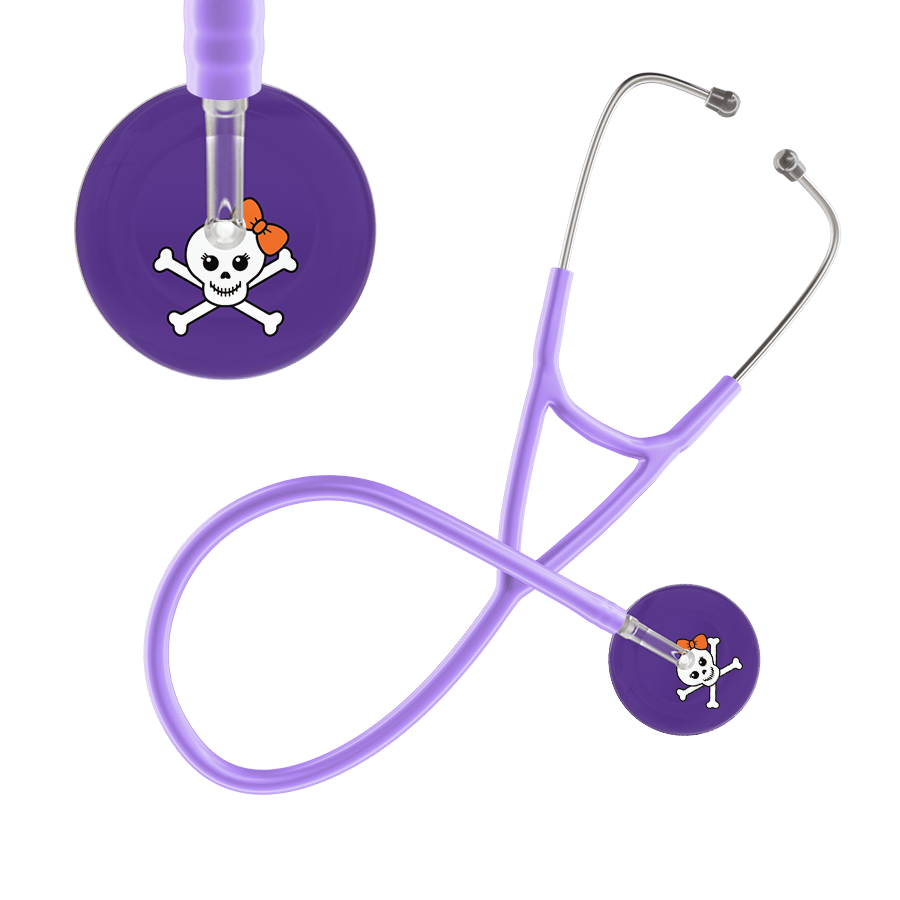 Ultrascope Single Stethoscope Tangerine Bow Purple Background / Adult / Lavender Cute Skull Cardiology Stethoscope