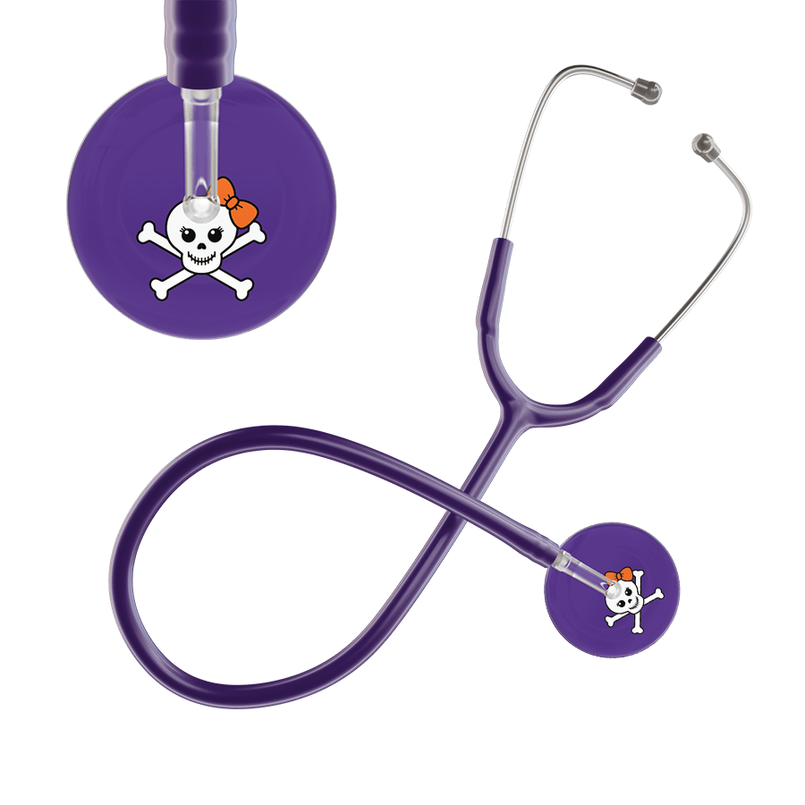 Ultrascope Single Stethoscope Tangerine Bow Purple Background / Adult / Purple Cute Skull Stethoscope
