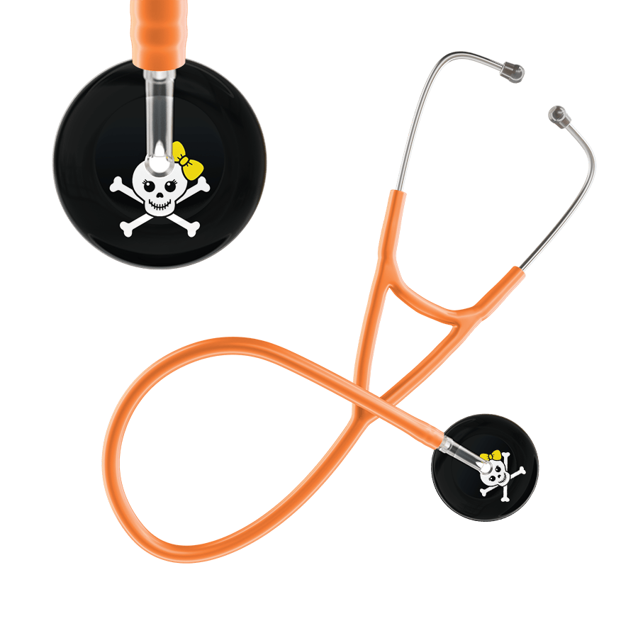 Ultrascope Single Stethoscope Yellow Bow Black Background / Adult / Orange Cute Skull Cardiology Stethoscope