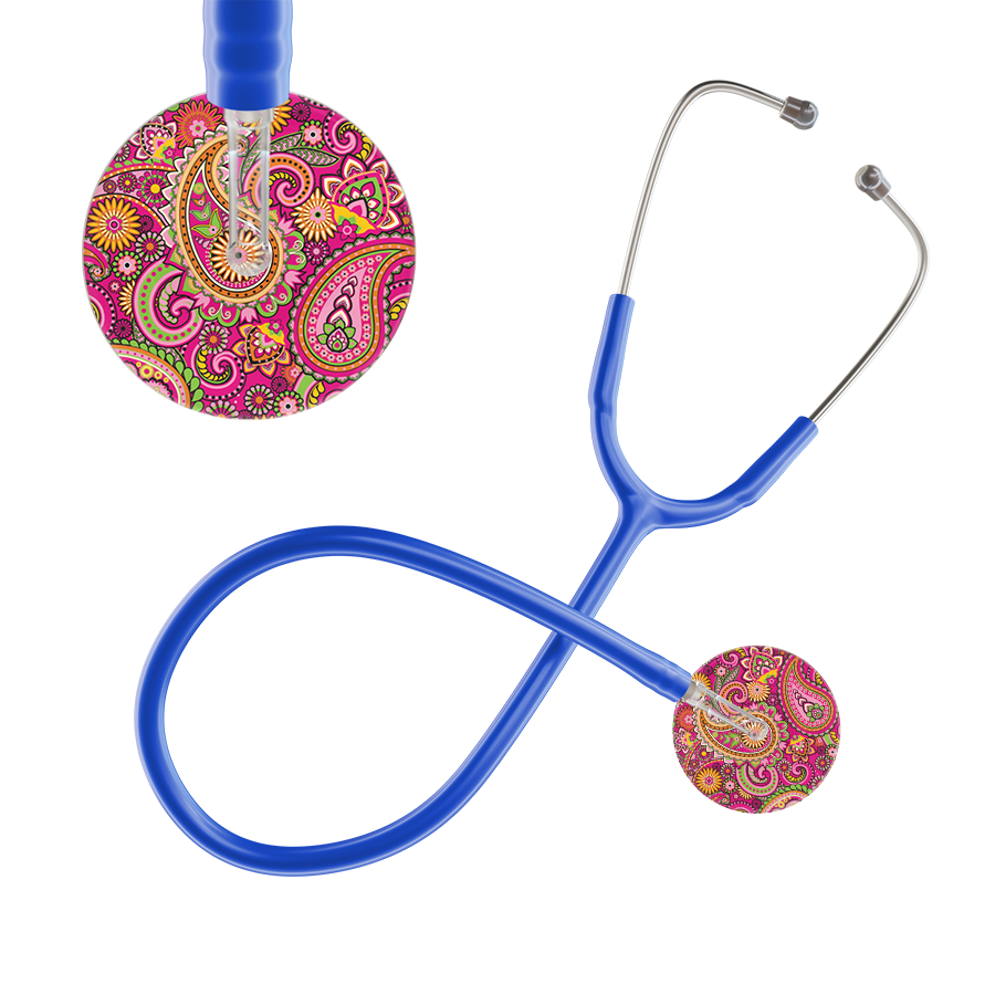Ultrascope Single Stethoscope Paisley Hot Pink Pattern / Adult / Royal Blue Paisley Pattern Stethoscope