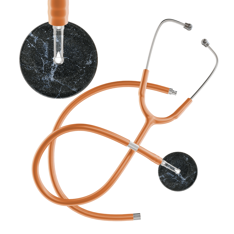 Ultrascope Single Stethoscope Black Marble / Adult / Caramel Extended Tubing Marble Stethoscope