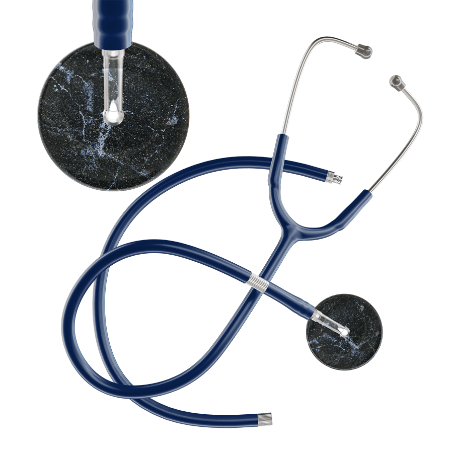 Ultrascope Single Stethoscope Black Marble / Adult / Navy Extended Tubing Marble Stethoscope
