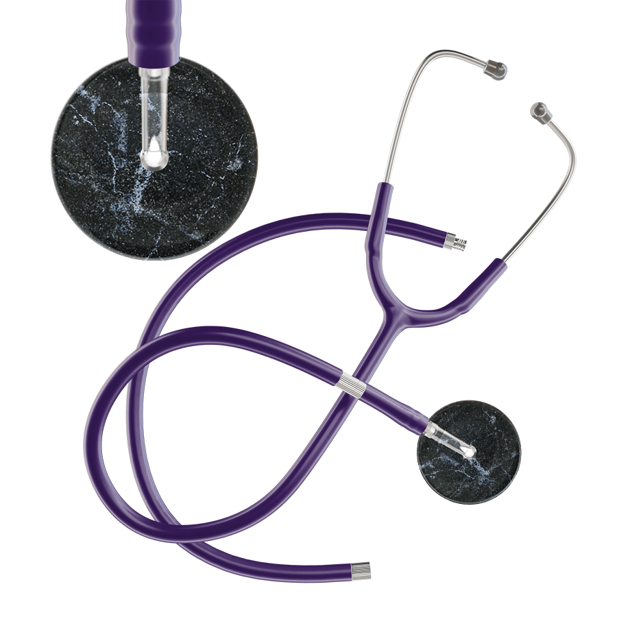 Ultrascope Single Stethoscope Black Marble / Adult / Purple Extended Tubing Marble Stethoscope
