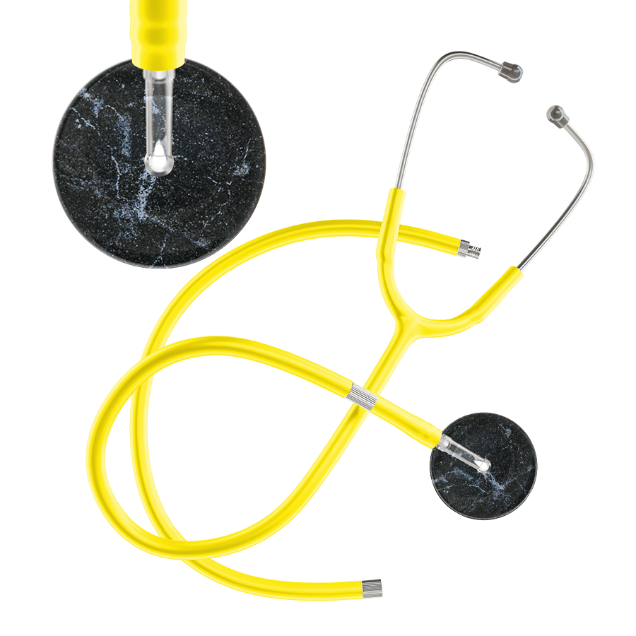 Ultrascope Single Stethoscope Black Marble / Adult / Yellow Extended Tubing Marble Stethoscope