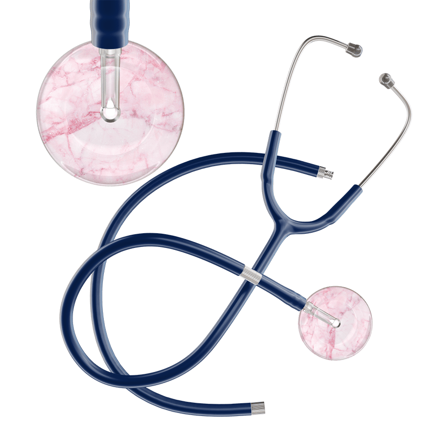 Ultrascope Single Stethoscope Light Pink Marble / Adult / Navy Extended Tubing Marble Stethoscope