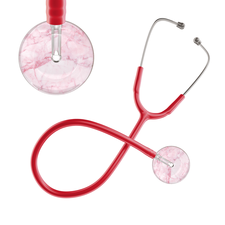 Ultrascope Single Stethoscope Light Pink Marble / Adult / Red Marble Stethoscope