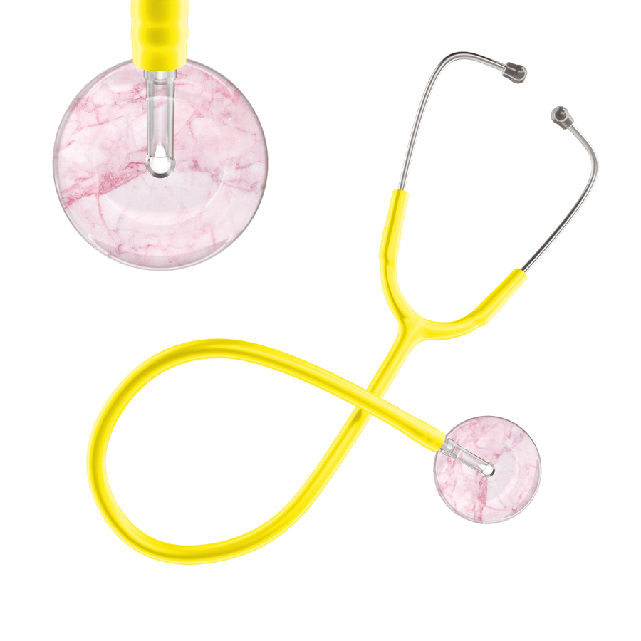 Ultrascope Single Stethoscope Light Pink Marble / Adult / Yellow Marble Stethoscope