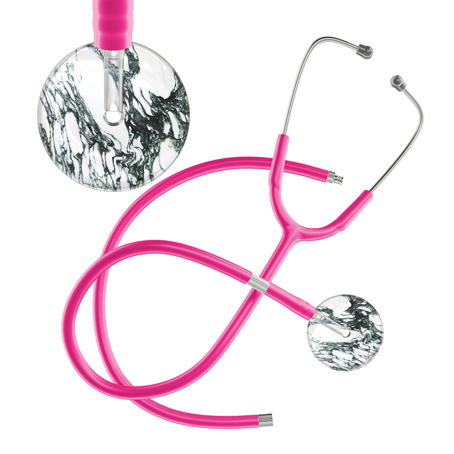 Ultrascope Single Stethoscope Multi Color Marble / Adult / Hot Pink Extended Tubing Marble Stethoscope