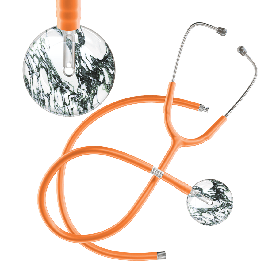 Ultrascope Single Stethoscope Multi Color Marble / Adult / Orange Extended Tubing Marble Stethoscope