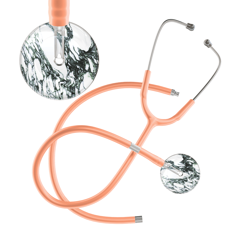 Ultrascope Single Stethoscope Multi Color Marble / Adult / Peach Extended Tubing Marble Stethoscope